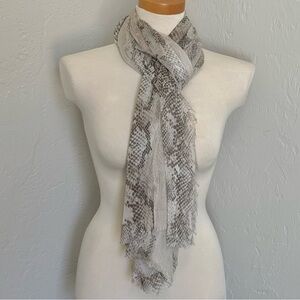 Python Print Scarf Wrap Grey Beige